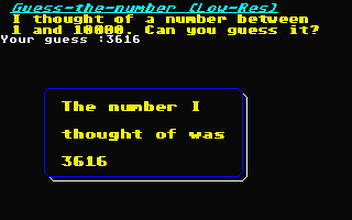 Guess the Number atari screenshot